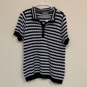NWT black and white lightweight sweater polo size XL